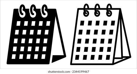 ICONO DE CALENDARIO DE VECTOR EN VERSIÓN DE TRAZO Y RELLENO