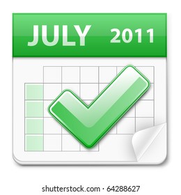 Icono de calendario vectorial para web. El plan de negocio se ejecuta correctamente. Trabajo hecho. Comprobado.