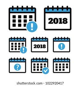 Vector Calendar Icons. Event add delete progress