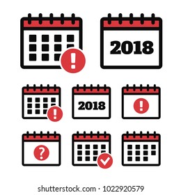 Vector Calendar Icons. Event add delete progress