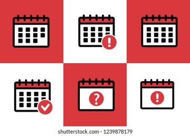 Vector calendar icons. Event add delete progress vector icons
