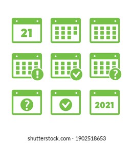 Vector calendar icons. Event add delete progress vector icons