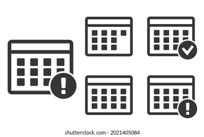 Vector Calendar Icons. Event add delete progress