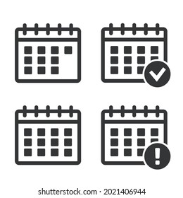 Vector Calendar Icons. Event add delete progress