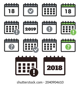 Iconos del calendario de vectores. Progreso de la eliminación de eventos