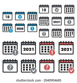 Iconos del calendario de vectores. Progreso de la eliminación de eventos