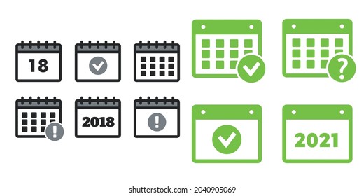 Vector Calendar Icons. Event add delete progress