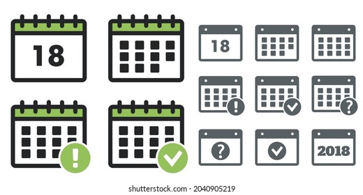 Vector Calendar Icons. Event add delete progress