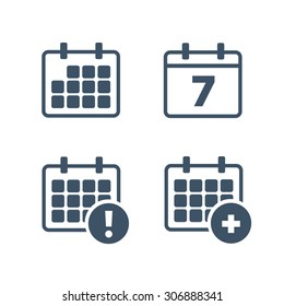Vector Calendar Icons. Event Add Delete Progress
