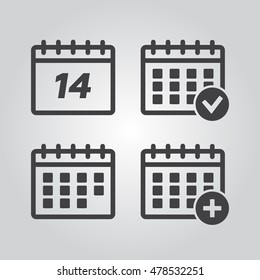 Vector Calendar Icons. Event add delete progress vector