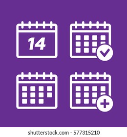 Vector Calendar Icons. Event add delete progress. Calendar vector set