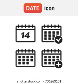 Vector calendar icons. Event add delete progress. Calendar sign