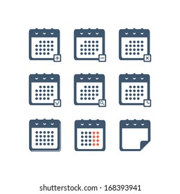 Vector calendar icons set. Vector illustration