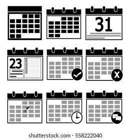 Vector Calendar Icons sets : event add delete progress