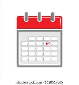 vector calendar icons that are red and gray. with a cartoon concept.