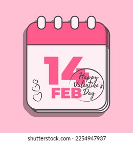 Vector Calendar illustration february 14, Valentine's day