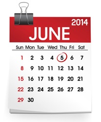 Vector Of Calendar: June 2014