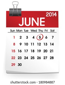 Vector of Calendar: June 2014