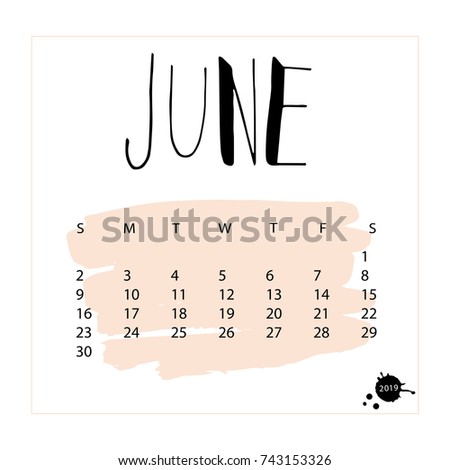 vector calendar june 2019 hand drawn stock vector royalty free june calendar 2019