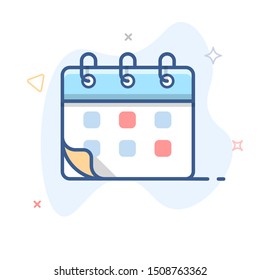  Icono lineal del calendario del vector. Diseño del esbozo del programa.