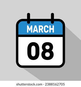 Vector Calendar March 08 illustration background design.