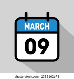 Vector Calendar March 09 illustration background design.