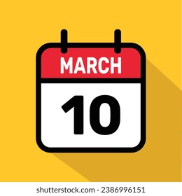 Diseño de fondo de la ilustración Vector Calendar Marzo 10.