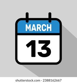 Vector Calendar March 13 illustration background design.