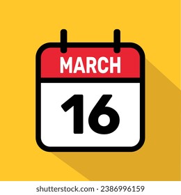 Diseño de fondo de la ilustración de Vector Calendar del 16 de marzo.