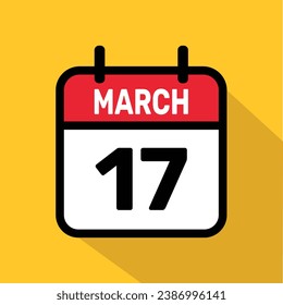 Diseño de fondo de la ilustración de Vector Calendar del 17 de marzo.