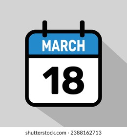 Diseño de fondo de la ilustración del Vector Calendar del 18 de marzo.