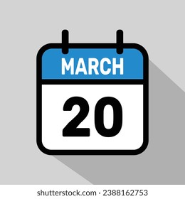 Vector Calendar March 20 illustration background design.