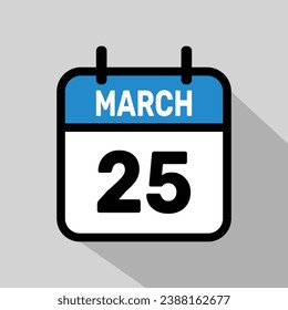 Vector Calendar Marzo 25, diseño de fondo de ilustración.