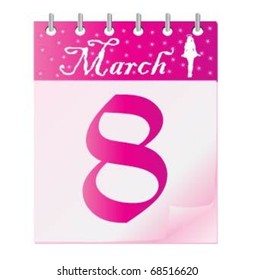 Vector Calendar March 8 with the angel.