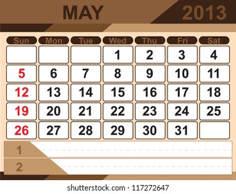 Vector calendar MAY 2013