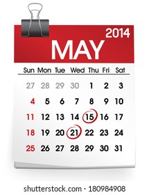 Vector of Calendar: May 2014