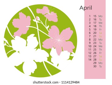 Vector calendar for May 2019
