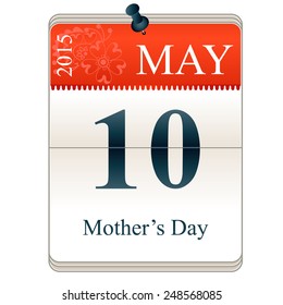 Vector Calendar of Mother's day, 10th May, 2015