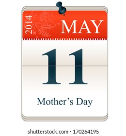 Vector Calendar of Mother's day, 11th May, 2014