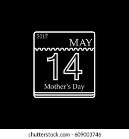Vector Calendar of Mother's day, 14th May, 2017