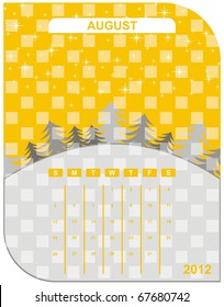 VECTOR - Calendar Natural Design 2012 - ( Sky, Star, Snow, Tree ) - Attractive & Beautiful - Month of August