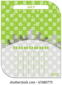 VECTOR - Calendar Natural Design 2012 - ( Sky, Star, Snow, Tree ) - Attractive & Beautiful - Month of July