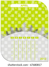 VECTOR - Calendar Natural Design 2012 - ( Sky, Star, Snow, Tree ) - Attractive & Beautiful - Month of April