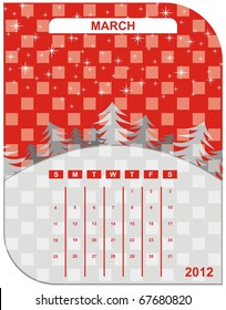 VECTOR - Calendar Natural Design 2012 - ( Sky, Star, Snow, Tree ) - Attractive & Beautiful - Month of March