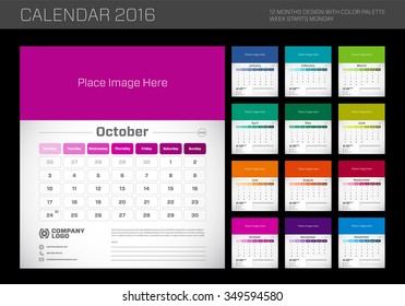 Vector calendar for New Year 2016.