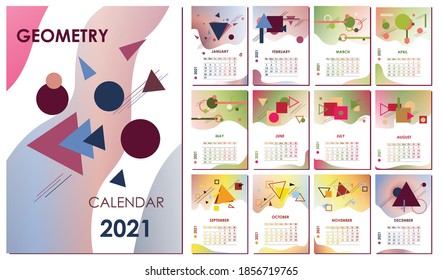 Image vectorielle Calendrier NOUVEL AN 2021 illustration Géométrie Thème