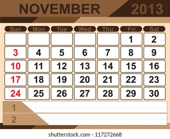 Vector calendar NOVEMBER 2013