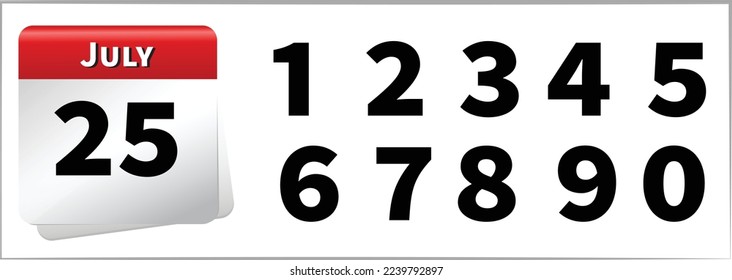 Vector calendar number july all numbers