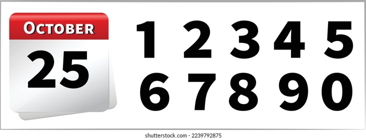 Vector calendar number october all numbers