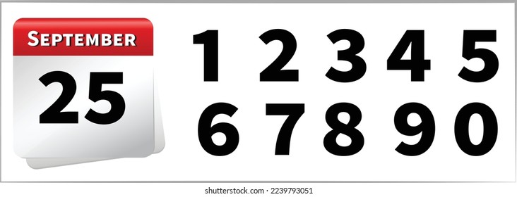 Vector calendar number september all numbers